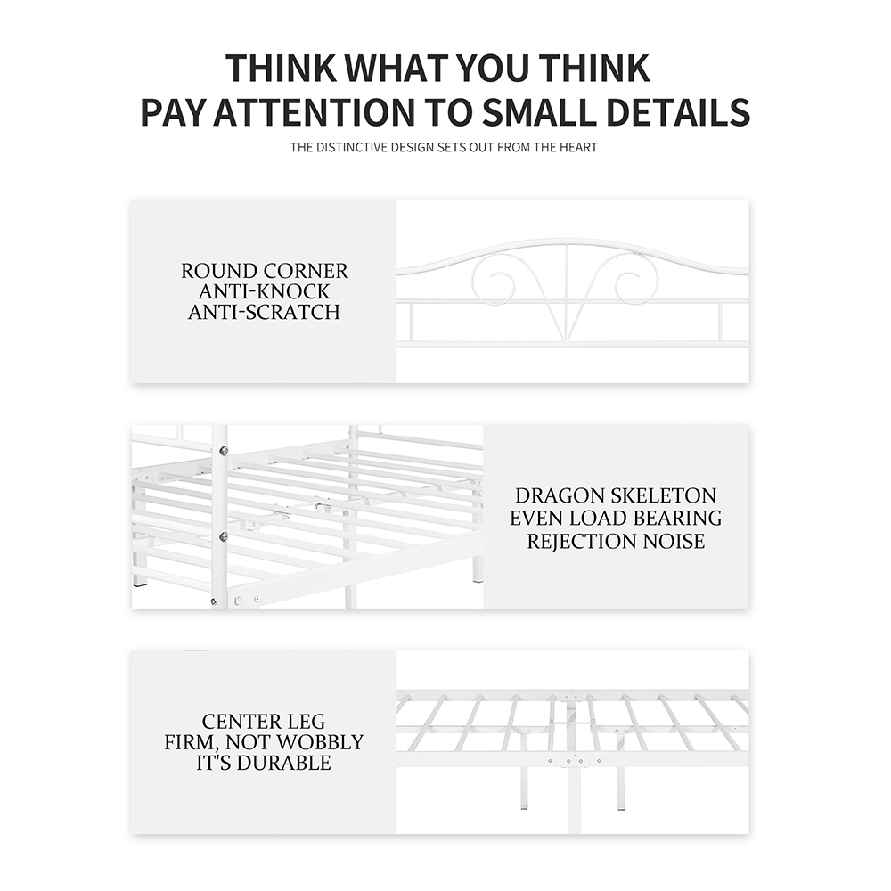 LT FullSize Platform Bed Frame with Headboard White