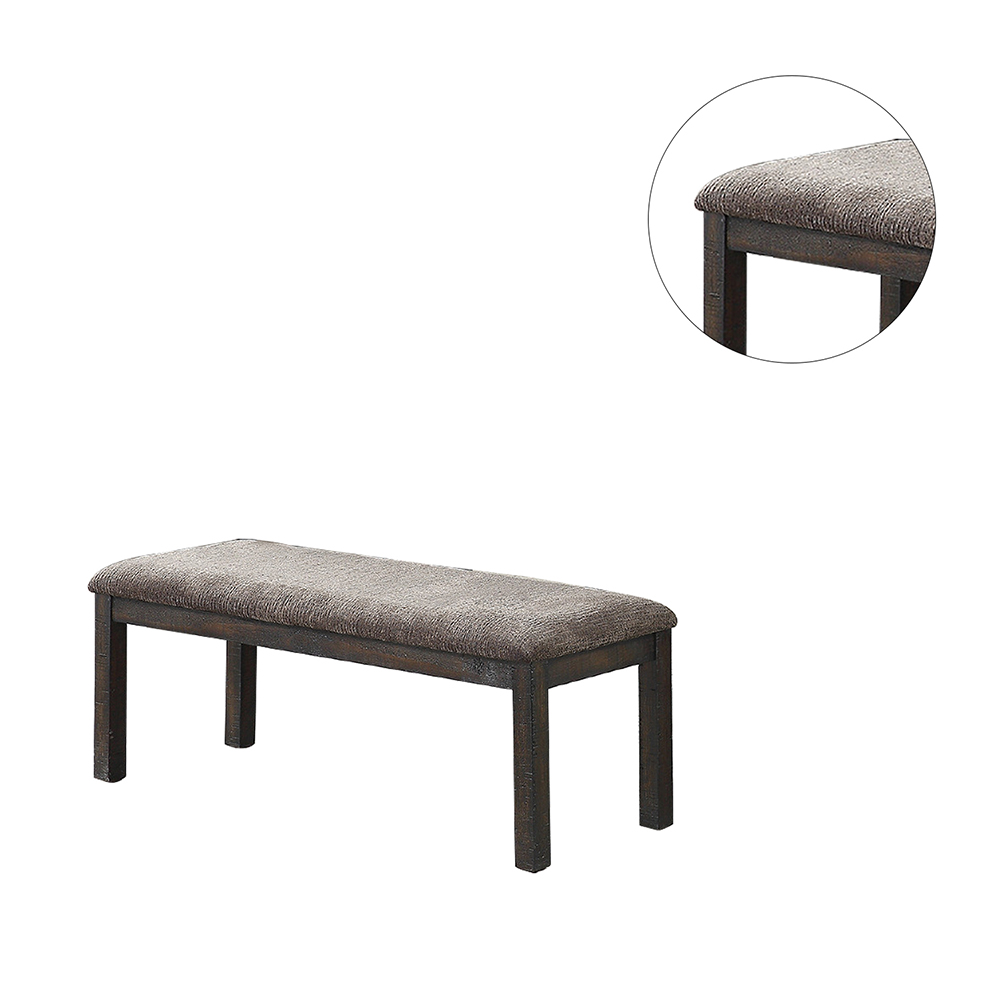 Fabric Upholstered Dining Bench with Wooden Frame, for Restaurant, Cafe, Tavern, Office, Living Room - Gray