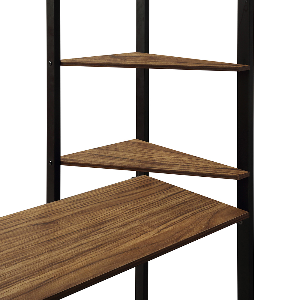 Twin-Size Loft Bed Frame with Desk, Storage Shelves, Ladder, and Metal Slats Support, for Kids, Teens, Boys, Girls (Frame Only) - Black