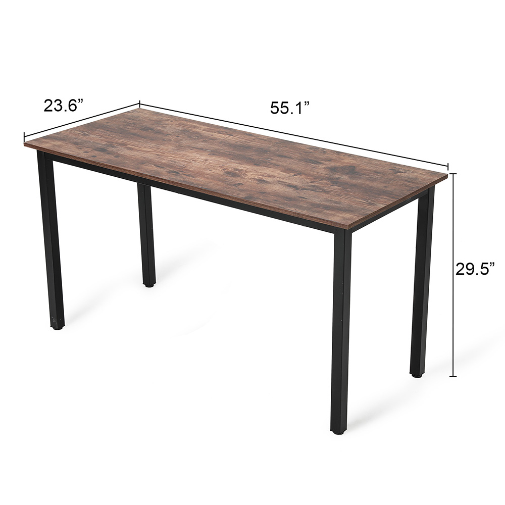 Home Office 55" Computer Desk with Wooden Tabletop and Metal Frame, for Game Room, Office, Study Room - Brown