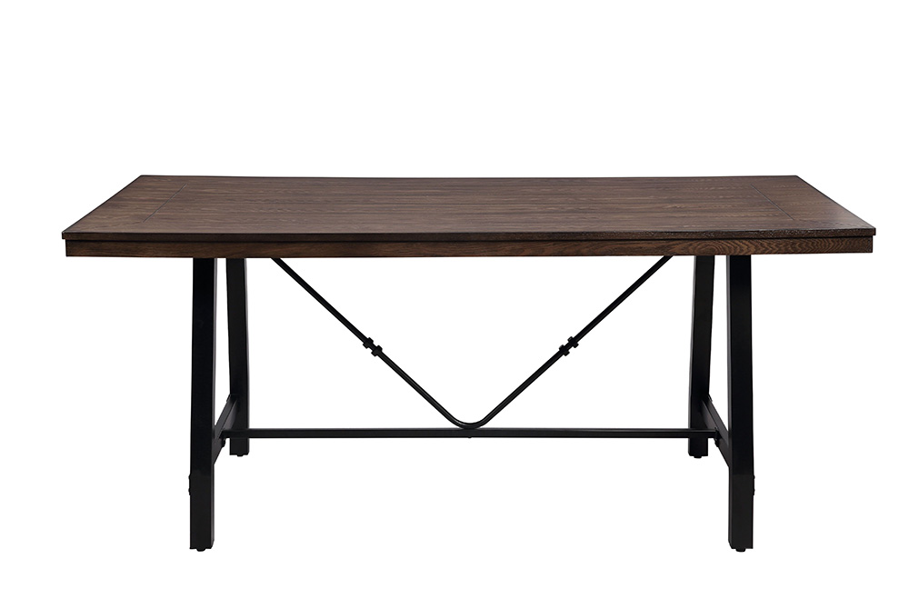 ACME Mariatu Dining Table with Wooden Tabletop and Metal Sled Base, for Restaurant, Cafe, Tavern, Living Room - Oak