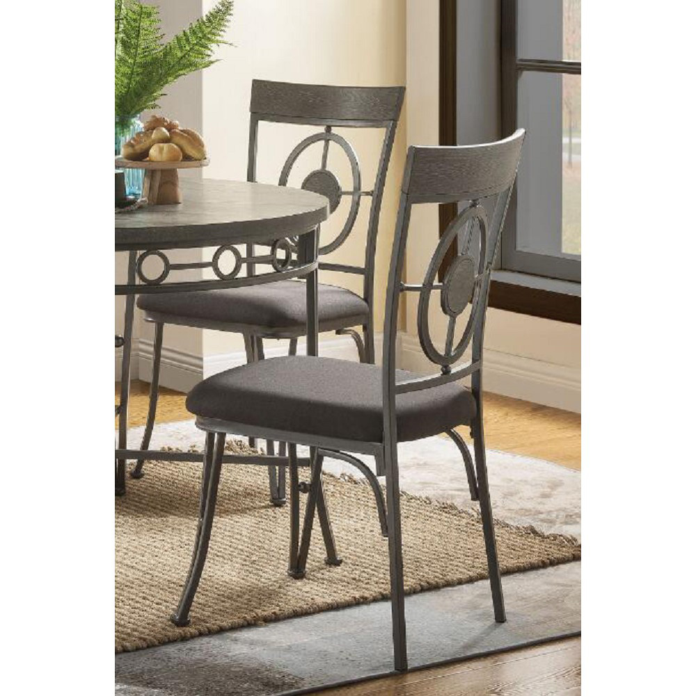 ACME Landis Fabric Upholstered Dining Chair Set of 2, with High Backrest, and Metal Legs, for Restaurant, Cafe, Tavern, Office, Living Room - Gunmetal