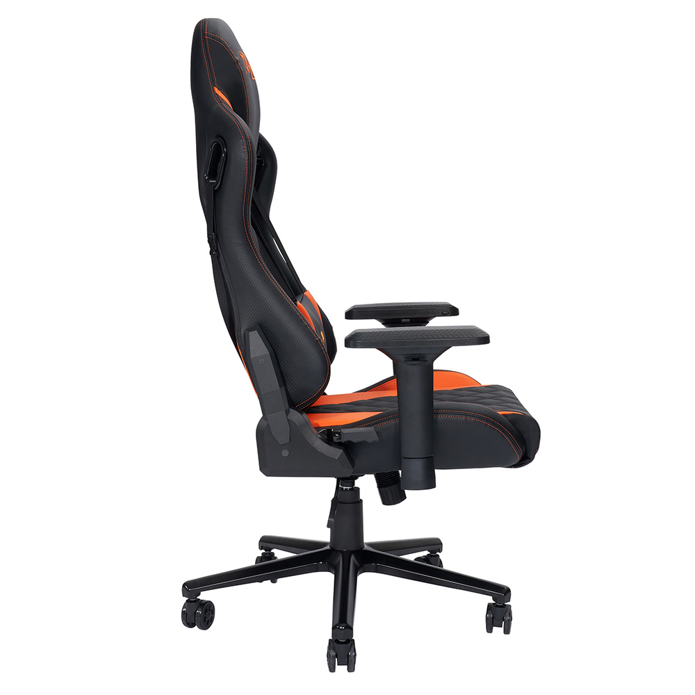 Techni Home Office PU Leather Adjustable Rotatable Gaming Chair with Ergonomic High Backrest and Lumbar Support - Orange + Black