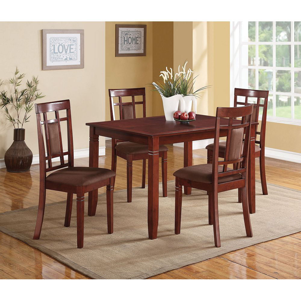 ACME Sonata 5 Piece Dining Set, Including 1 Table, and 4 Chairs, for Small Apartment, Studio, Kitchen - Cherry