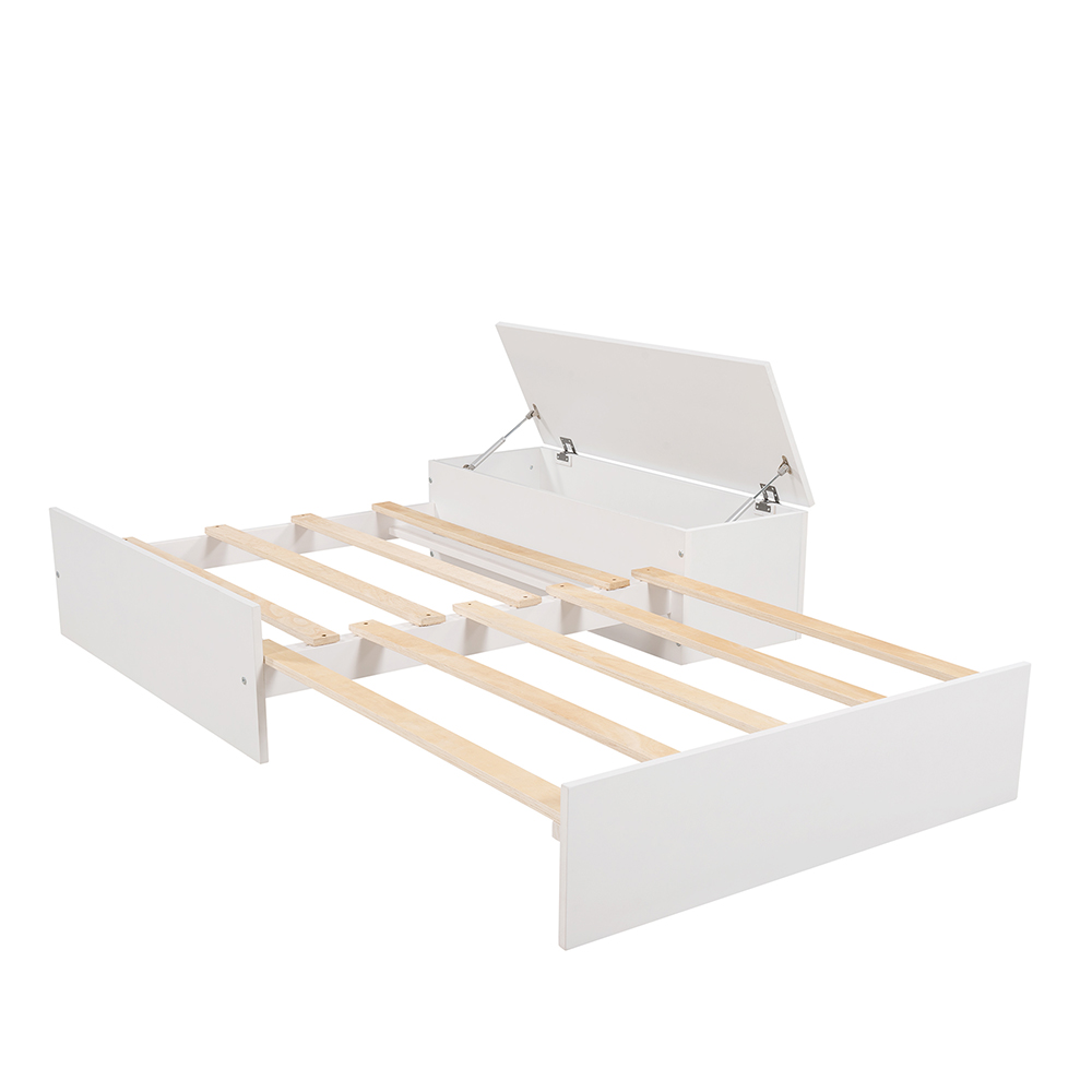 Twin-Size Loft Bed Frame with Convertible Lower Bed White