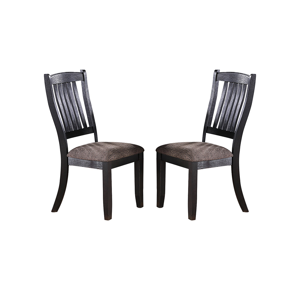 Fabric Upholstered Dining Chair Set of 2 Black