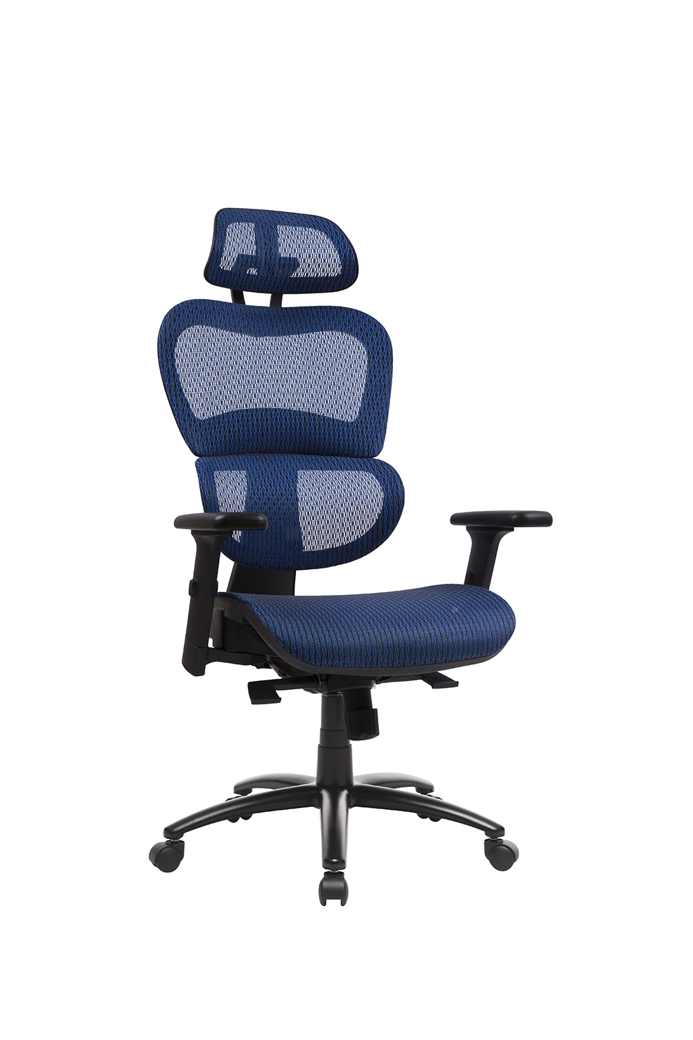 Home Office Rotatable Gaming Chair Height Adjustable with Ergonomic High Backrest, Elastic Mesh, and Lumbar Support - Blue