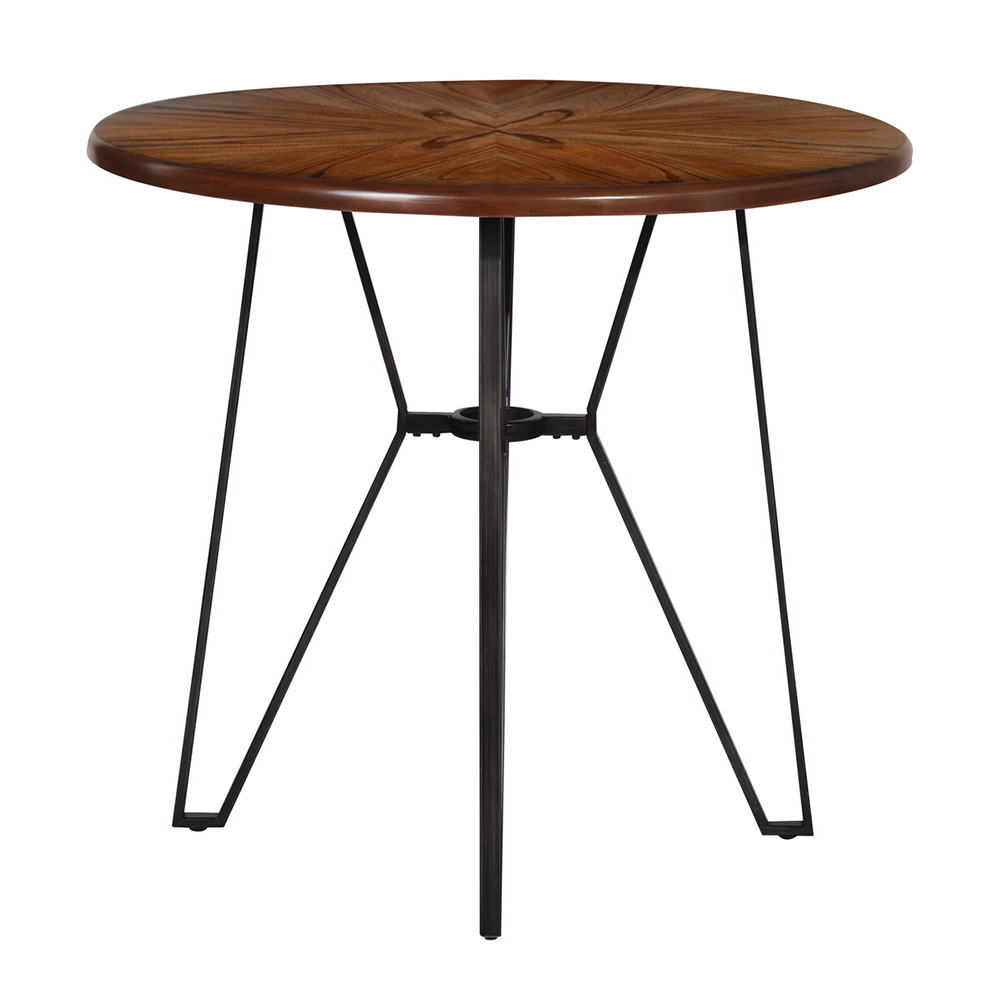 40" Round Dining Table with Wooden Tabletop and Metal Frame, for Restaurant, Cafe, Tavern, Living Room - Brown