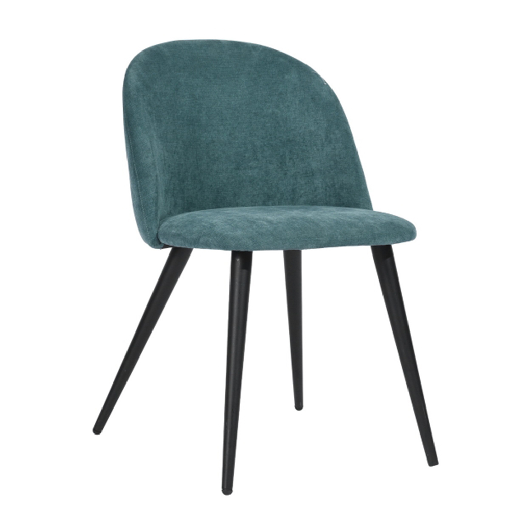Velvet Upholstered Dining Chair Set of 2, with Curved Backrest, and Metal Legs, for Restaurant, Cafe, Tavern, Office, Living Room - Green
