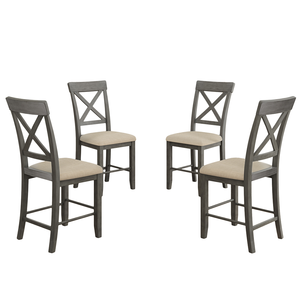 TOPMAX Upholstered Counter Height Dining Chair Set of 4 Gray