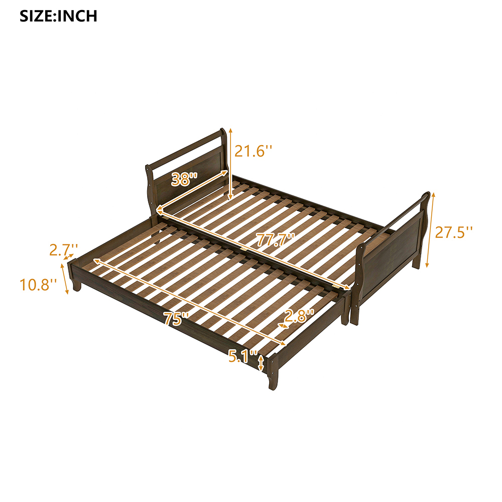 Twin-Size Platform Bed Frame with Headboard Natural
