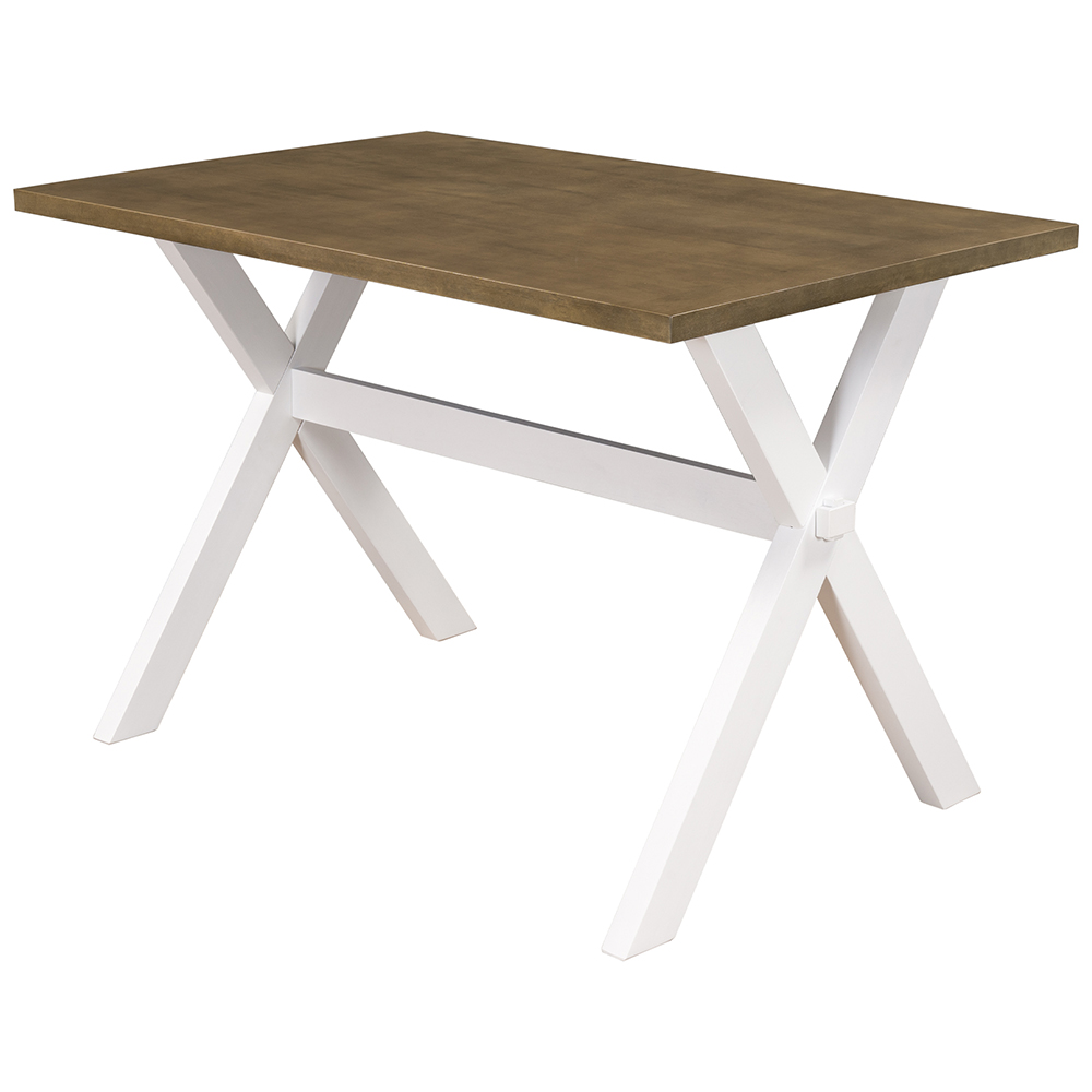 TOPMAX Farmhouse Rustic Wood Dining Table with X-shape Legs, for Small Apartment, Studio, Kitchen - White