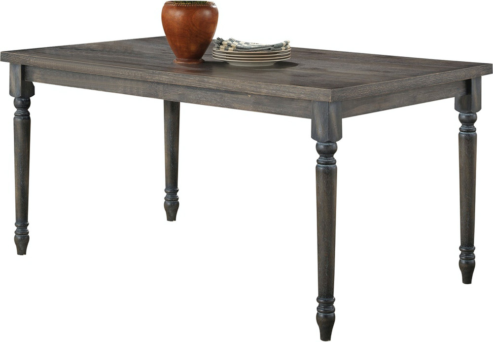 ACME Wallace Dining Table with Wooden Tabletop and Wooden Turned Legs, for Restaurant, Cafe, Tavern, Living Room - Gray