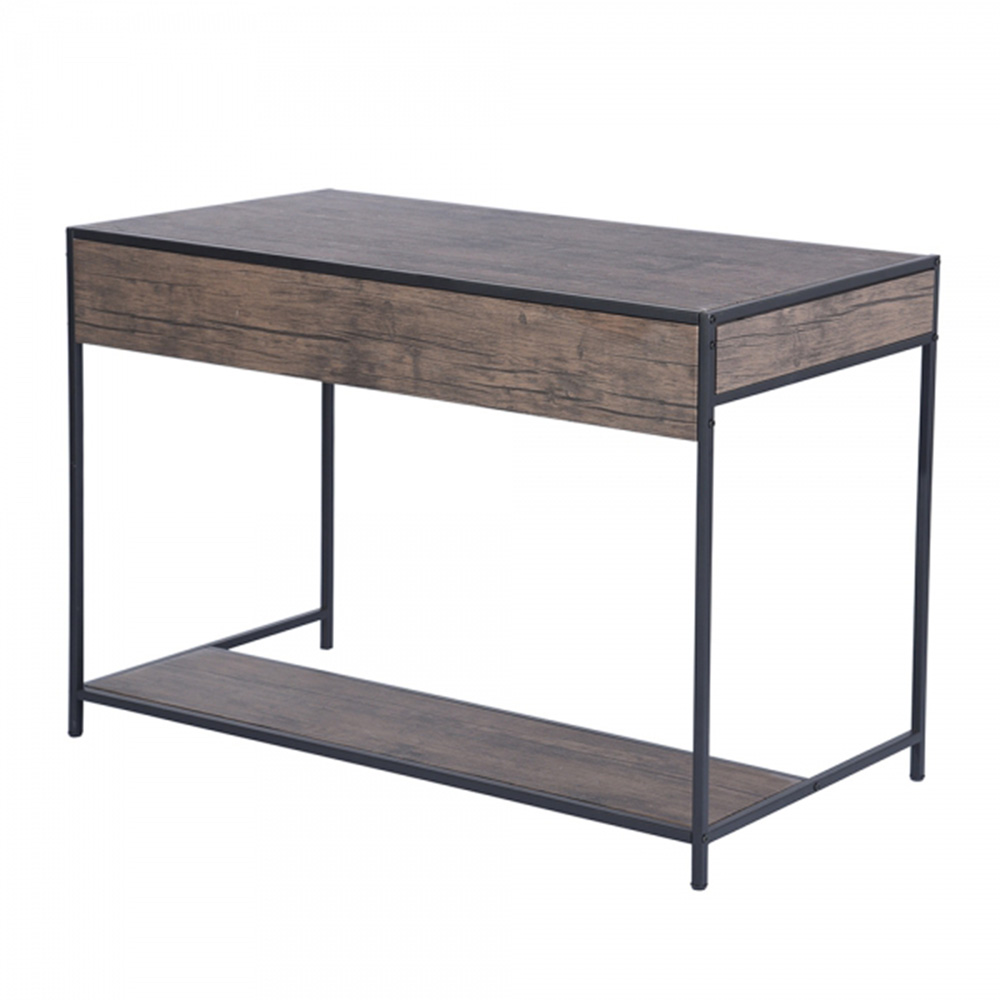 Home Office 43.3"L Computer Desk with 1 Storage Drawer, Wooden Tabletop and Metal Frame, for Game Room, Office, Study Room - Walnut