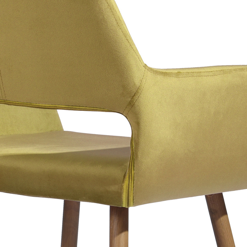 Velvet Upholstered Dining Chair with Wooden Legs, for Restaurant, Cafe, Tavern, Office, Living Room - Yellow