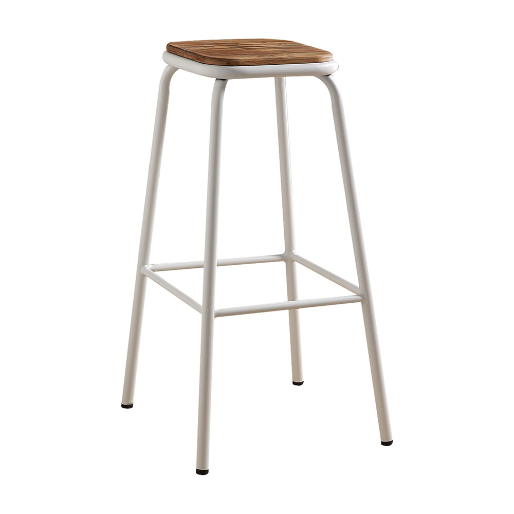 ACME Scarus Bar Stool Set of 2, with Metal Frame, for Restaurant, Cafe, Tavern, Office, Living Room - White