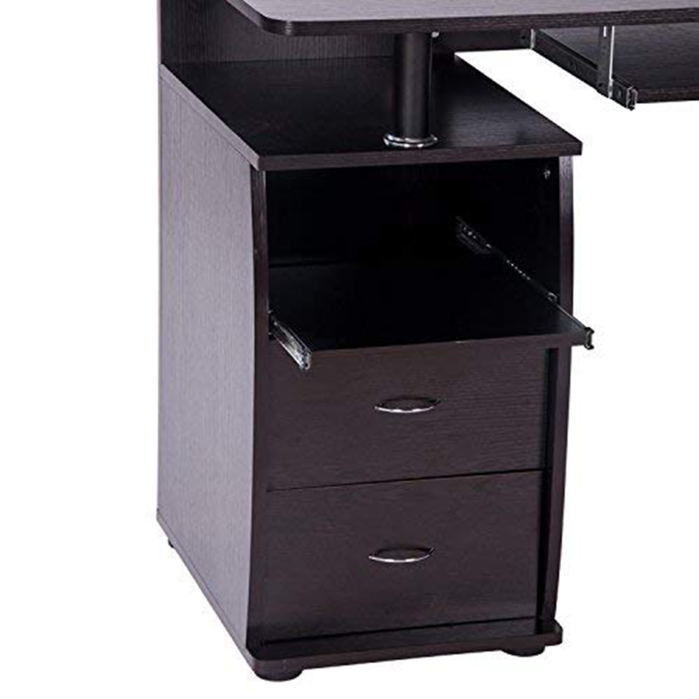 Home Office Computer Desk with Keyboard Tray and Storage Drawers, for Game Room, Office, Study Room - Espresso