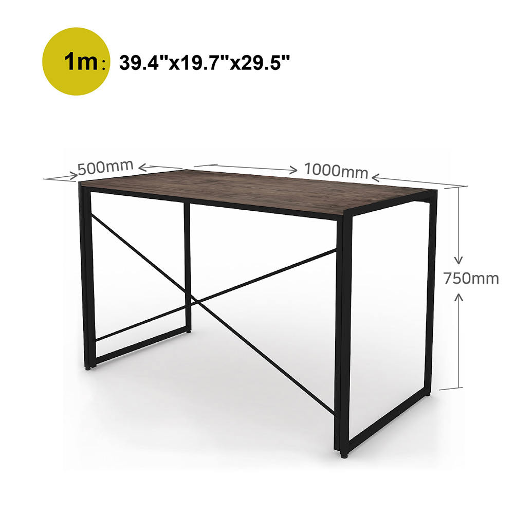 Home Office 39.4" Folding Computer Desk with Wooden Tabletop and Metal Frame, for Game Room, Office, Study Room - Bronze