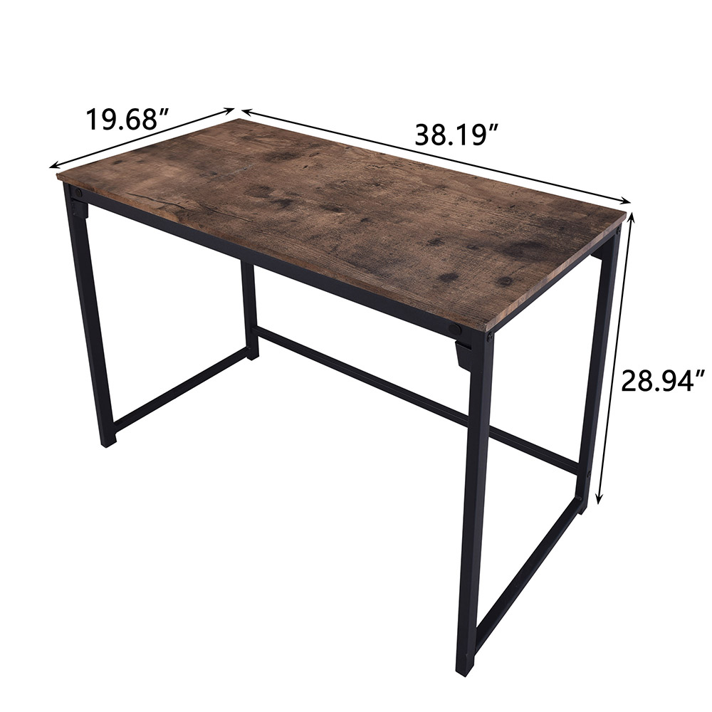 Home Office Computer Desk with MDF Tabletop and Metal Frame, for Game Room, Office, Study Room - Brown