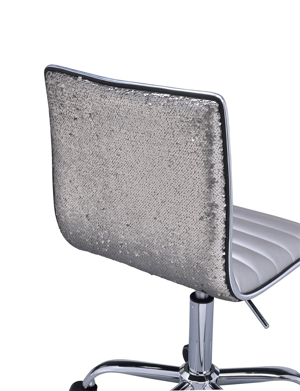 ACME Alessio Modern Leisure PU Swivel Chair Height Adjustable With Curved Backrest And Casters For Living Room, Bedroom, Dining Room, Office - Silver 9 ACME Alessio Modern Leisure PU Swivel Chair Height Adjustable with Curved Backrest and Casters for Living Room, Bedroom, Dining Room, Office - Silver
