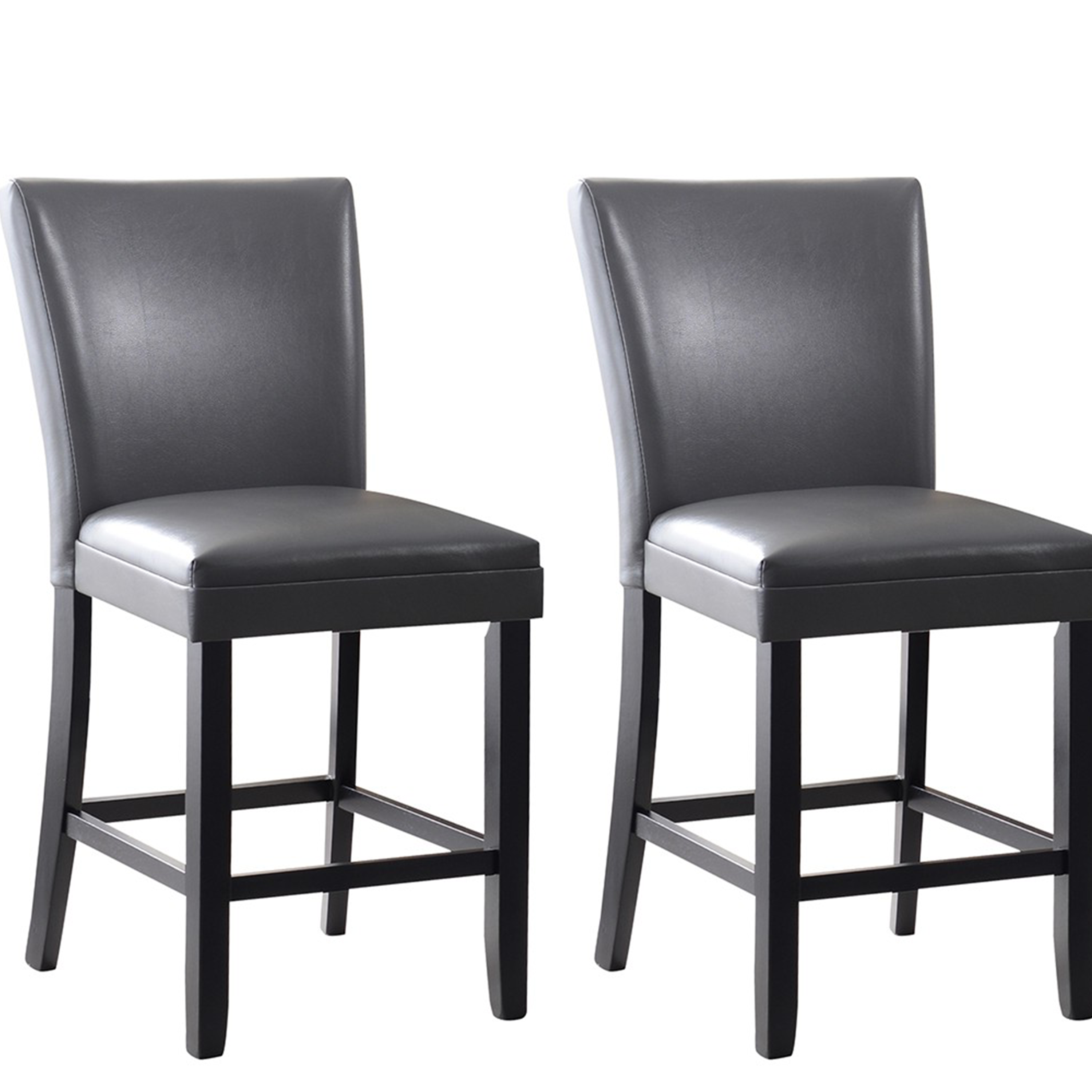 PU Backrest Dining Chair Set of 2, with Wooden Frame, for Restaurant, Cafe, Tavern, Office, Living Room - Gray