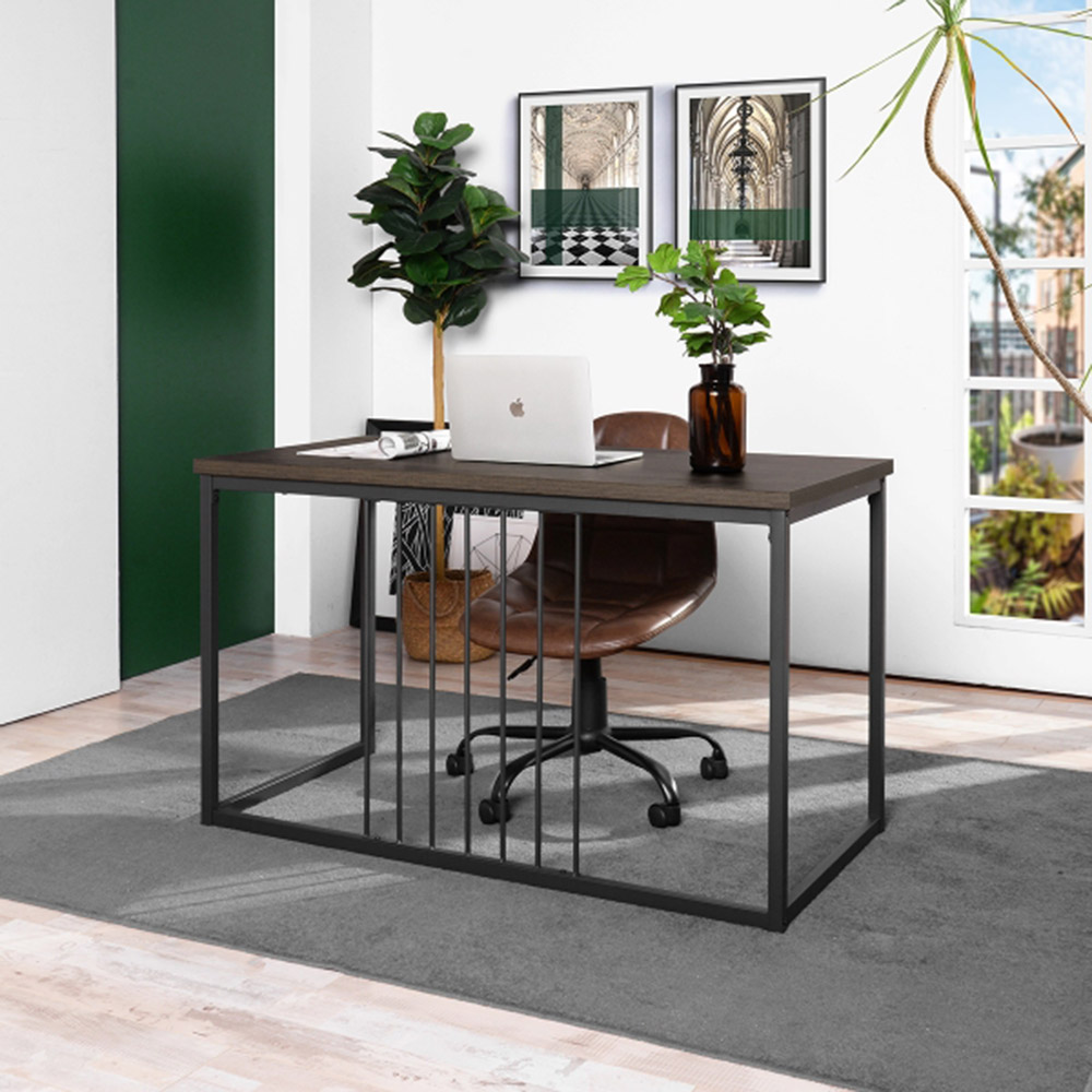 Home Office 47.2" L Computer Desk with Wooden Tabletop and Metal Frame, for Game Room, Office, Study Room - Walnut