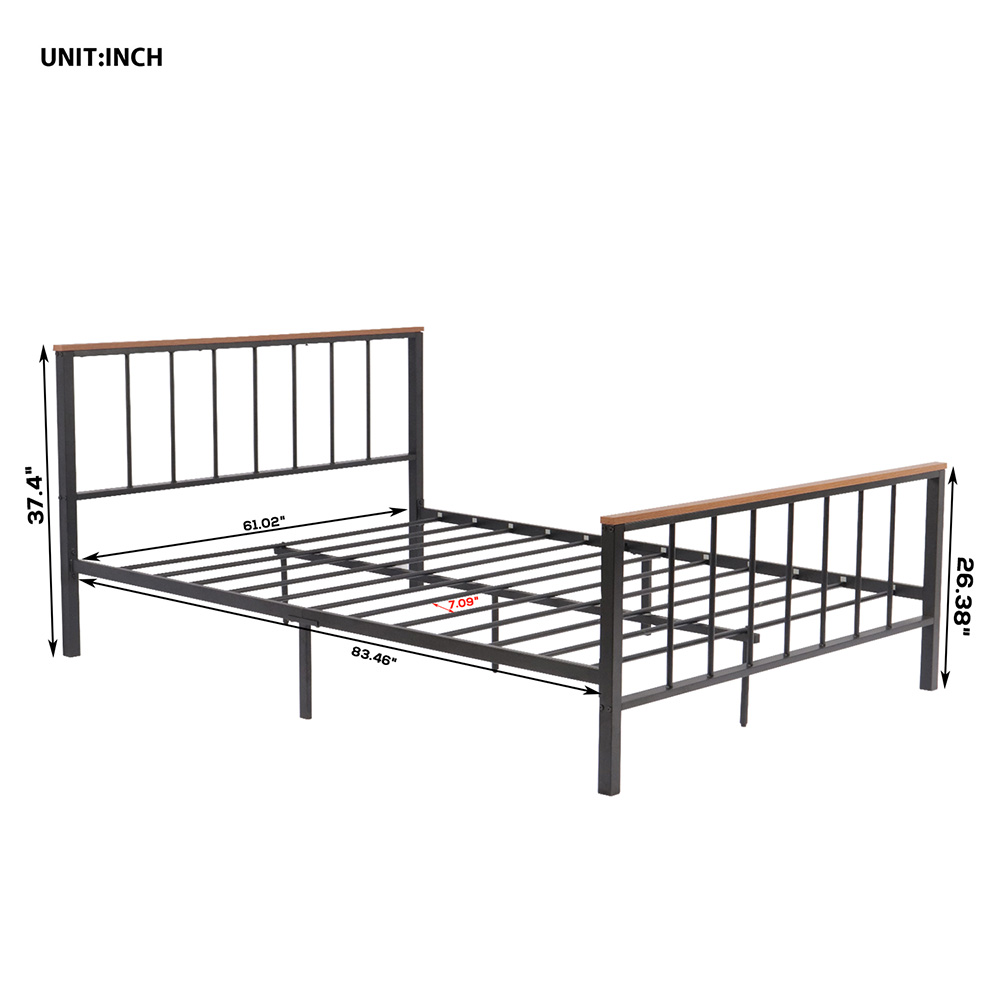 Full-Size Platform Bed Frame with Headboard and Metal Slats Support, No Box Spring Needed (Only Frame) - Black