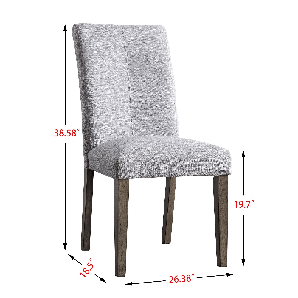 Linen Upholstered Dining Chair Set of 2, with High Backrest, and Wood Frame, for Restaurant, Cafe, Tavern, Office, Living Room - Light Gray