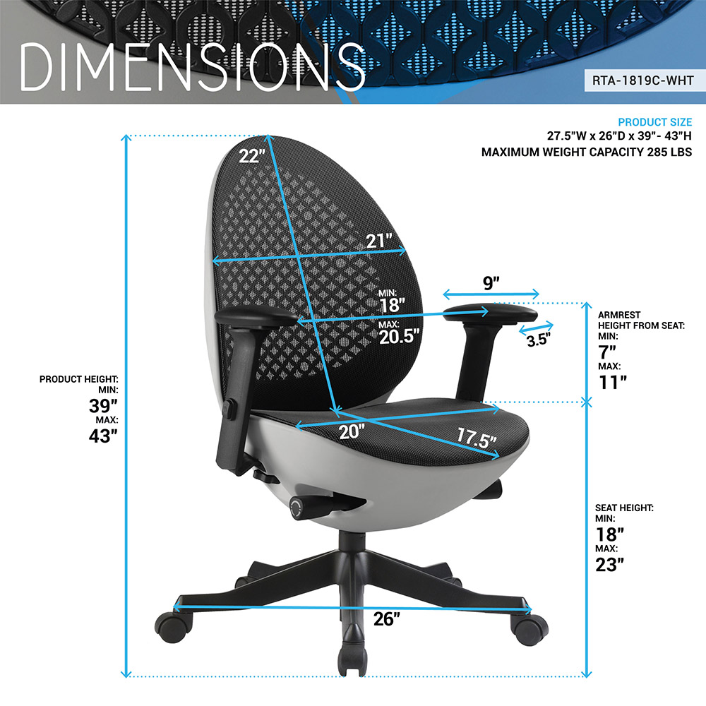 Techni Modern Leisure Swivel Chair Height Adjustable White