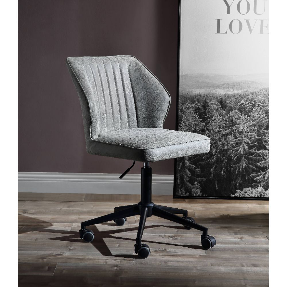 ACME Pakuna Modern Leisure PU Swivel Chair Height Adjustable With Curved Backrest And Casters For Living Room, Bedroom, Dining Room, Office - Gray 6 ACME Pakuna Modern Leisure PU Swivel Chair Height Adjustable with Curved Backrest and Casters for Living Room, Bedroom, Dining Room, Office - Gray