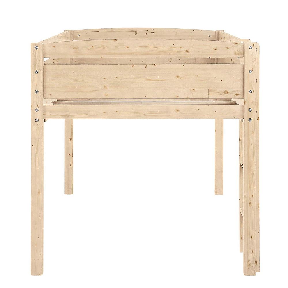 Twin-Size Loft Bed Frame with Ladder, and Wooden Slats Support, for Kids, Teens, Boys, Girls (Frame Only) - Natural