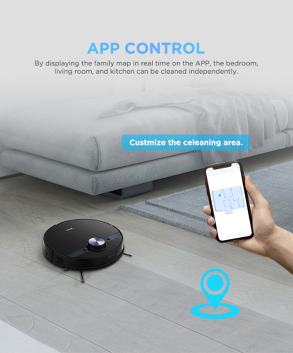 Midea M7 Robot Vacuum Cleaner 2 in 1 Sweeping and Mopping 4000Pa Cyclone Suction LDS Smart Navigation Electronic Water Tank 450ml Dust Box APP Control - Black