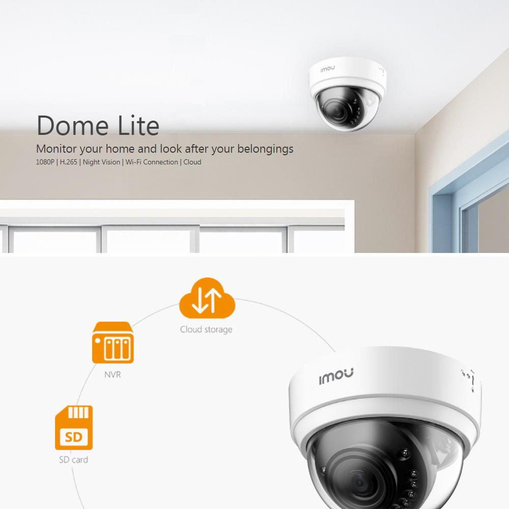Dahua IMOU Dome Lite WiFi Security Camera 1080P HD Night Vision H.265 Compression Home Company Security Monitor - White