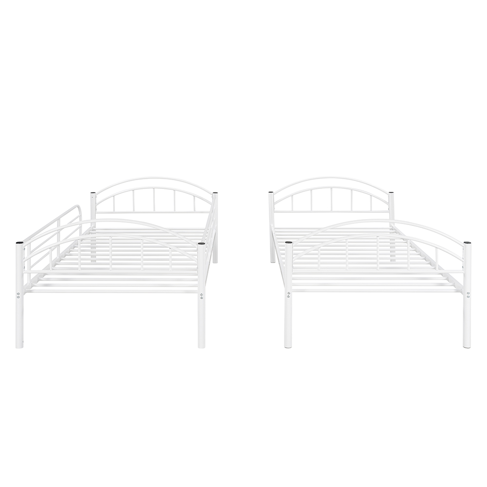 Twin-Over-Twin Size Splittable Bunk Bed Frame with Ladder, and Metal Slats Support, for Kids, Teens, Boys, Girls (Frame Only) - White