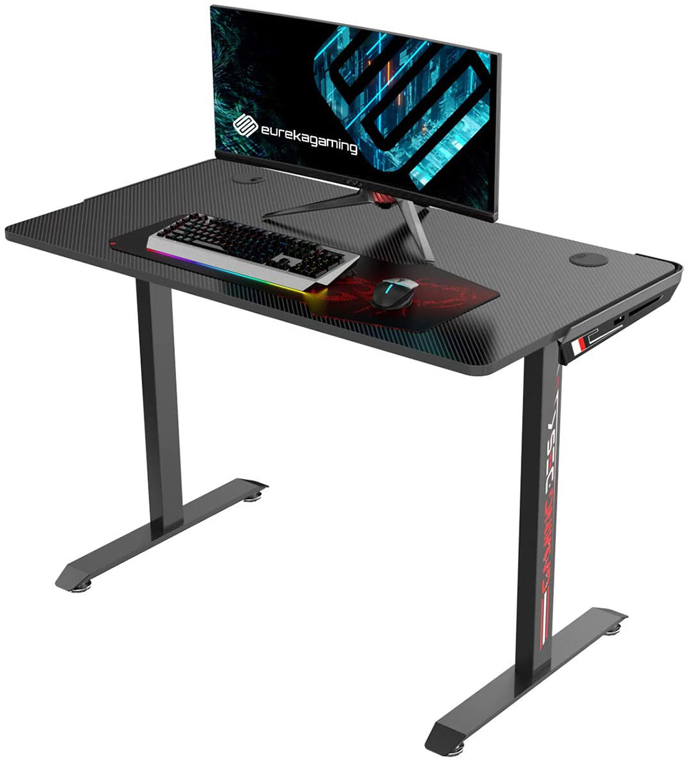 Home Office 43.3" L-Shaped Computer Desk with Mouse Pad, Wooden Tabletop and Metal Frame, for Game Room, Small Space, Study Room - Black