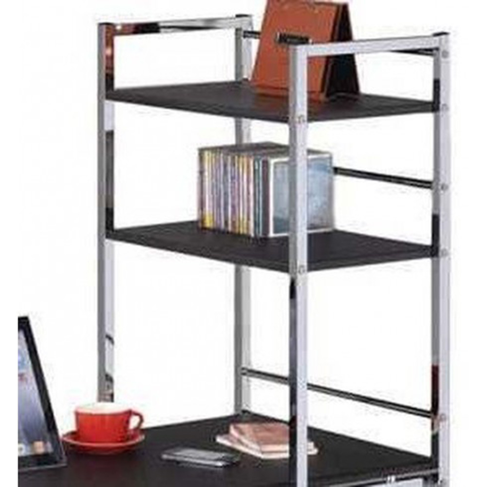 ACME Elvis Computer Desk with Storage Shelves, Wooden Tabletop and Metal Frame, for Game Room, Small Space, Study Room - Black