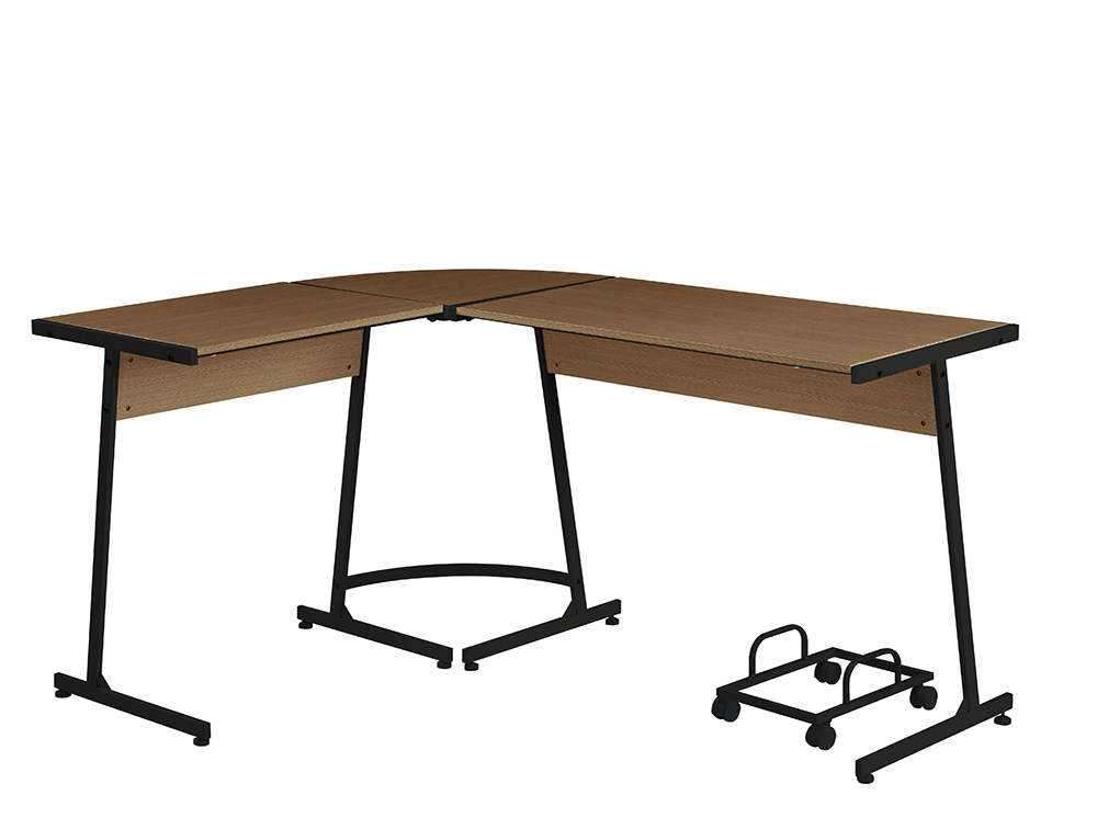 ACME Dazenus 58" L-shaped Computer Desk with Wooden Tabletop and Metal Frame, for Game Room, Small Space, Study Room - Black