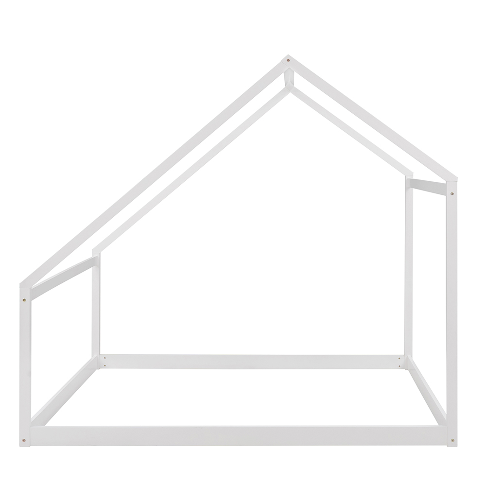 Full Size House-shaped Platform Bed Frame with Wooden Slats Support, No Box Spring Needed (Only Frame) - White