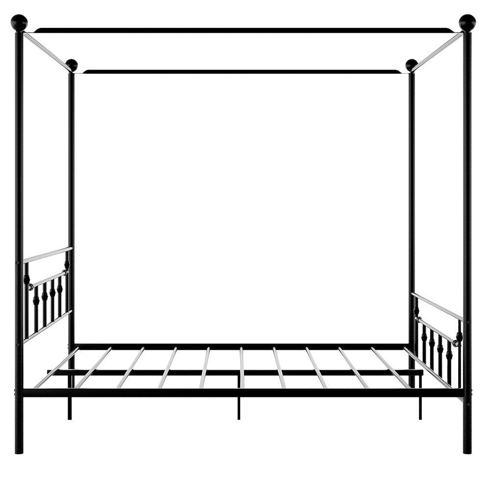 Queen Size Canopy Platform Bed Frame with Headboard and Metal Slats Support, No Box Spring Needed (Only Frame) - Black