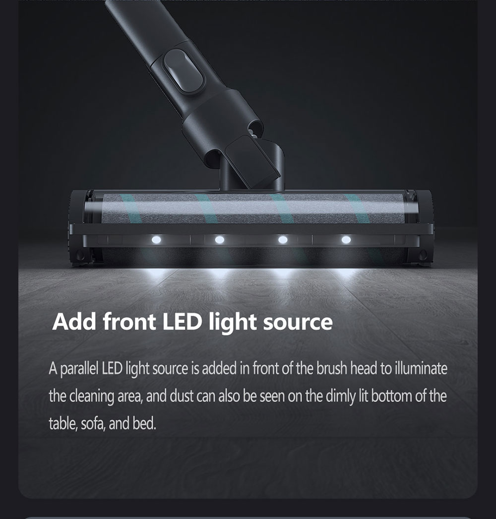 VIOMI A9 Cordless Handheld Vacuum Cleaner 120AW 23000Pa Strong Suction 400W Brushless DC Motor Removable Battery Removable Battery 60 Mins Runtime 4-Brush Heads LED Light EU Version - Black