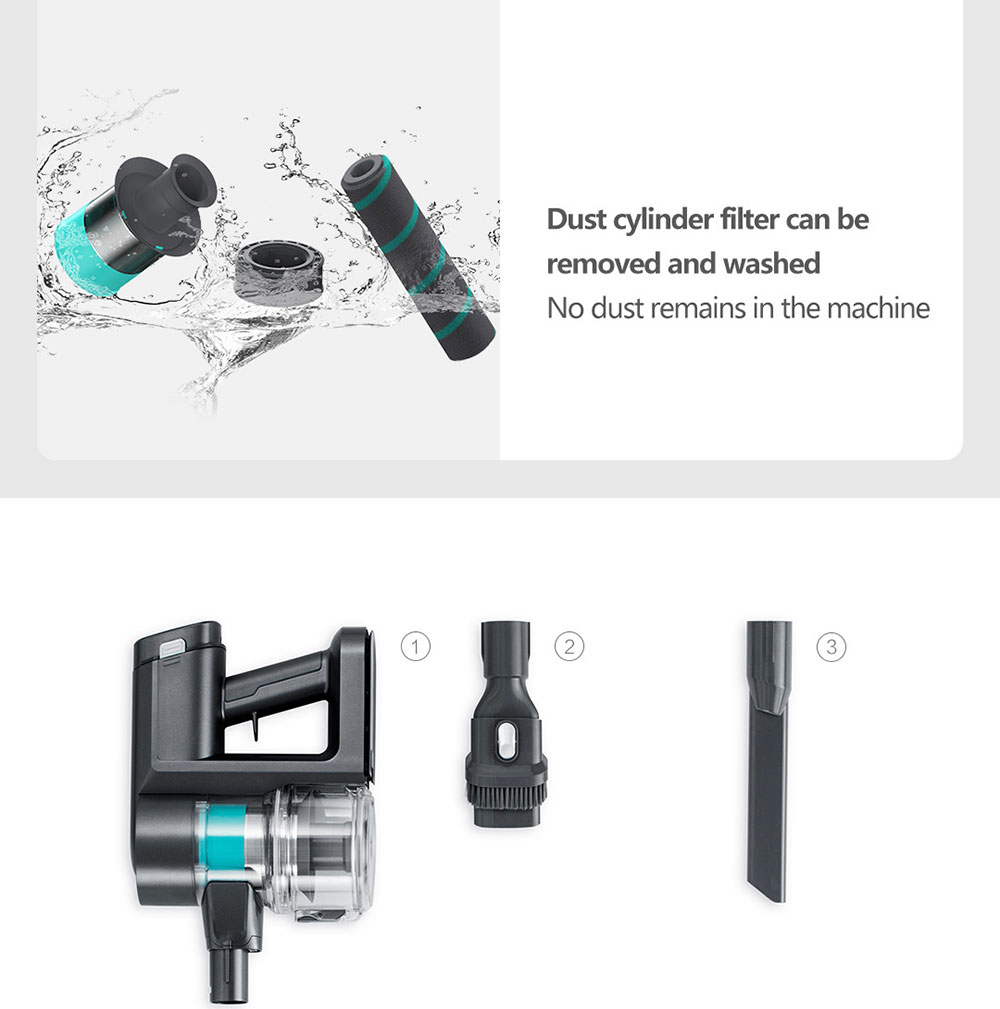 VIOMI A9 Cordless Handheld Vacuum Cleaner 120AW 23000Pa Strong Suction 400W Brushless DC Motor Removable Battery Removable Battery 60 Mins Runtime 4-Brush Heads LED Light EU Version - Black