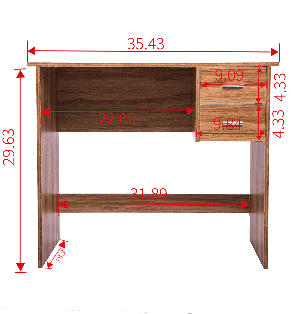 Home Office Computer Desk with 2 Pull-Out Storage Drawers and Stable Wooden Frame, for Game Room, Study Room, Small Space - Oak