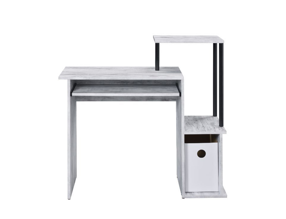 ACME Lyphre Computer Desk with Keyboard Tray and Storage Cabinet, for Game Room, Small Space, Study Room - White