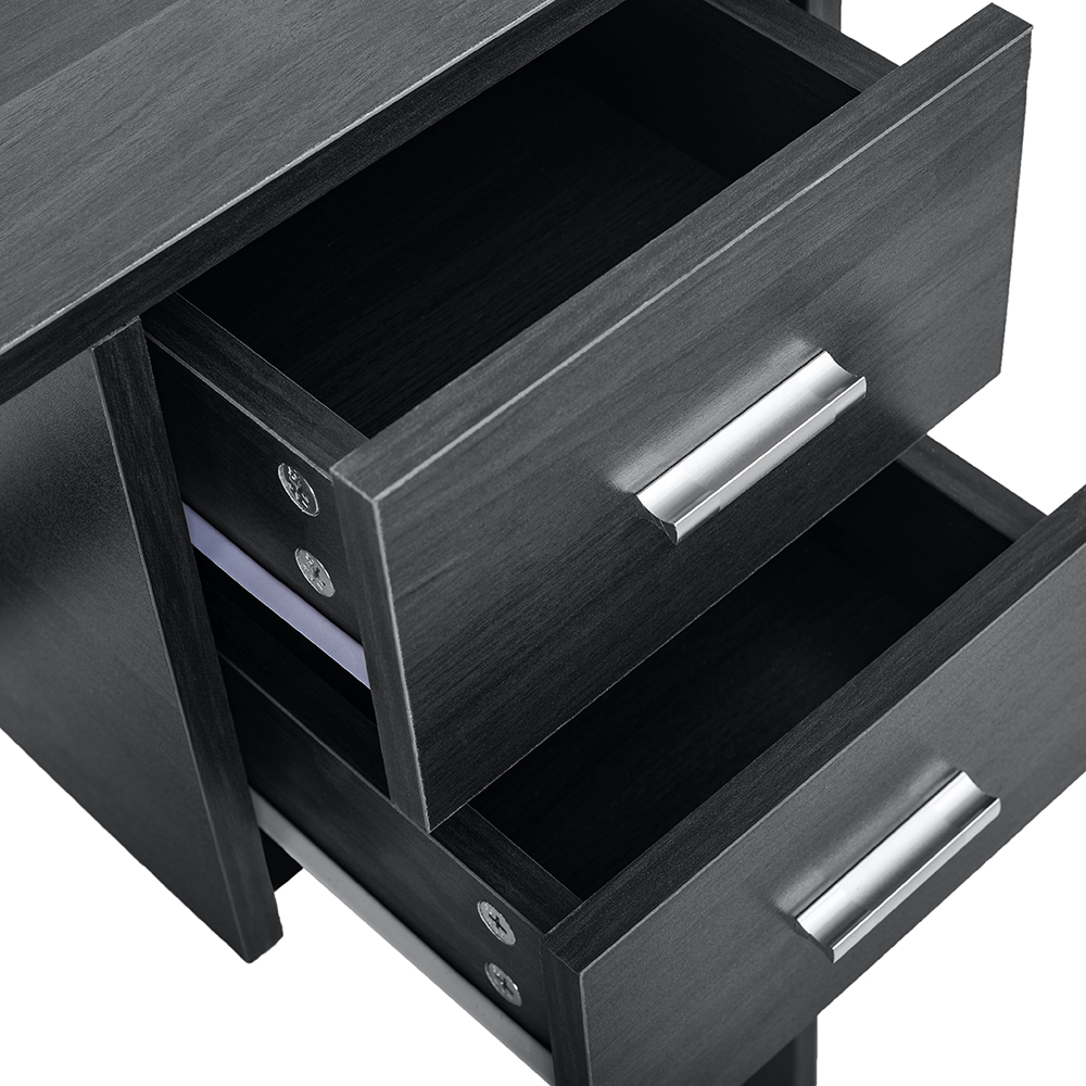 Home Office Computer Desk with 2 Pull-Out Storage Drawers and Stable Wooden Frame, for Game Room, Study Room, Small Space - Black