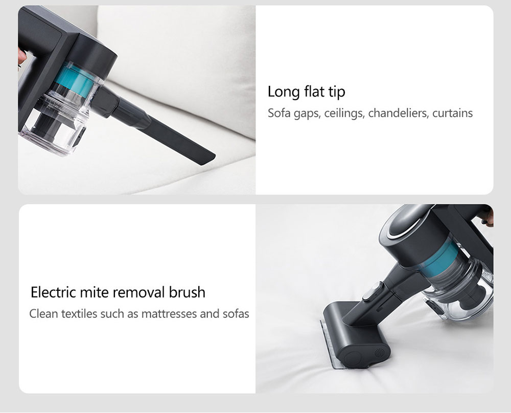 VIOMI A9 Cordless Handheld Vacuum Cleaner 120AW 23000Pa Strong Suction 400W Brushless DC Motor Removable Battery Removable Battery 60 Mins Runtime 4-Brush Heads LED Light EU Version - Black