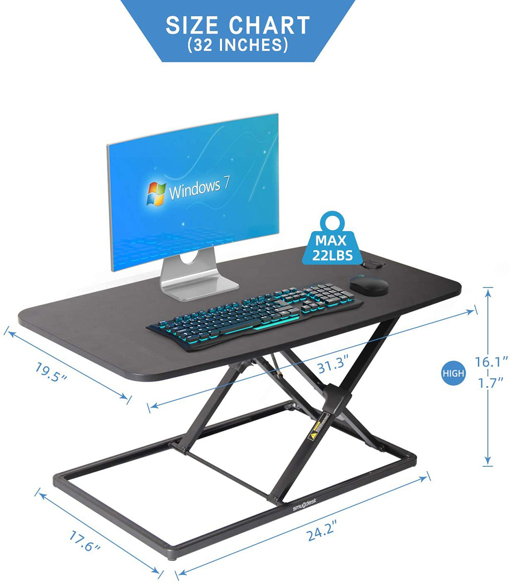 Home Office 32" Adjustable Computer Desk with Metal Frame, for Game Room, Small Space, Study Room - Black