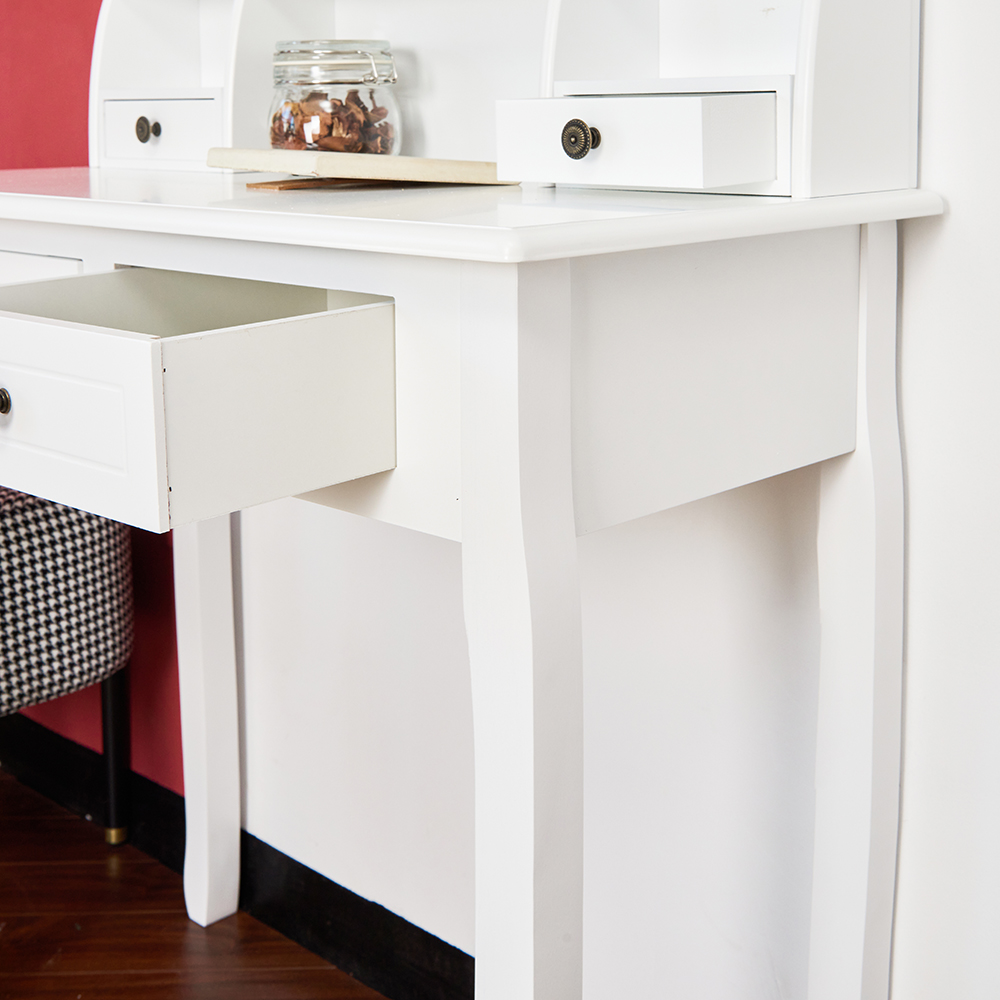 Home Office Computer Desk with 4 Storage Drawers, and MDF Frame, for Game Room, Study Room, Small Space - White