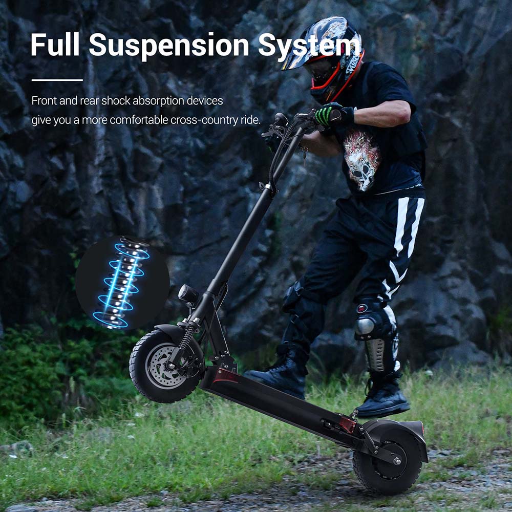 Eleglide D1 Off-road Folding Electric Scooter 10" Pneumatic Tires 500W Motor 48V 18Ah Battery 45km/h Max Speed up to 70km Max Range Front & Rear Disc Brake - Black
