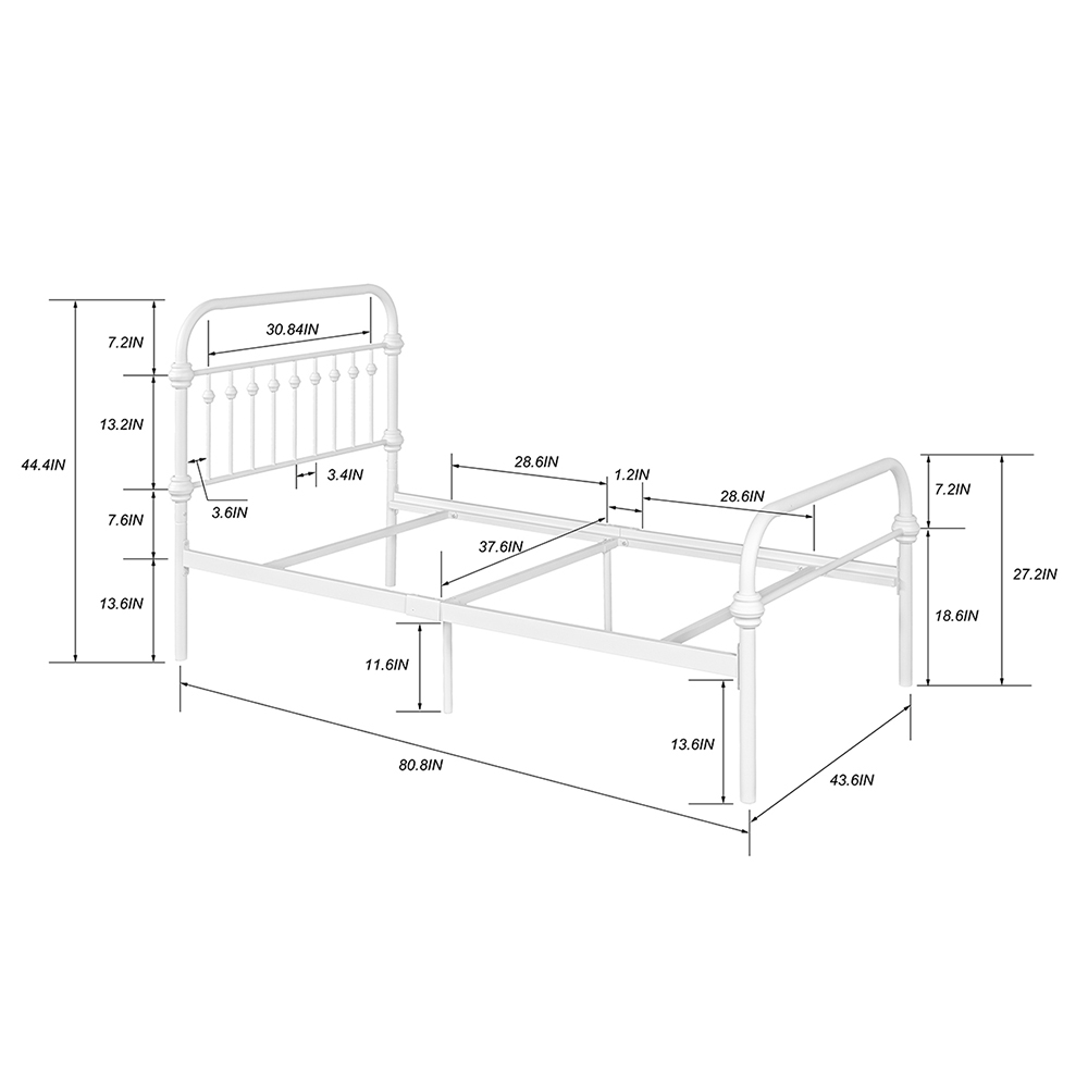 Twin Size Platform Bed Frame with Headboard Black