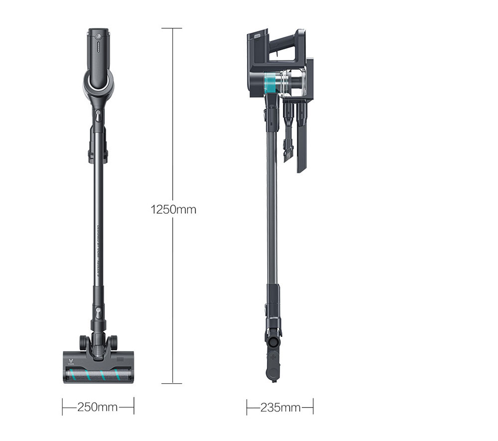 VIOMI A9 Cordless Handheld Vacuum Cleaner 120AW 23000Pa Strong Suction 400W Brushless DC Motor Removable Battery Removable Battery 60 Mins Runtime 4-Brush Heads LED Light EU Version - Black